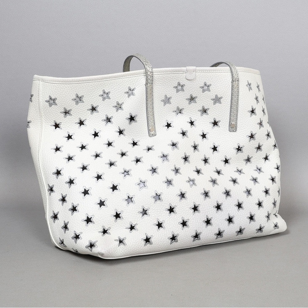 Jimmy Choo Sasha Tote Bag, Star Punching Python Leather, White - Picture 5 of 7